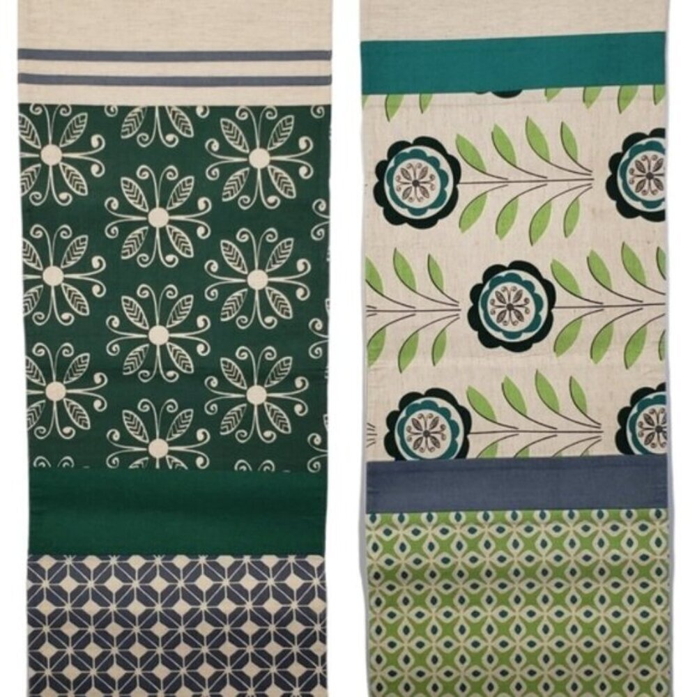 🔷️Boho Floral Table Runner Green Spring Cotton